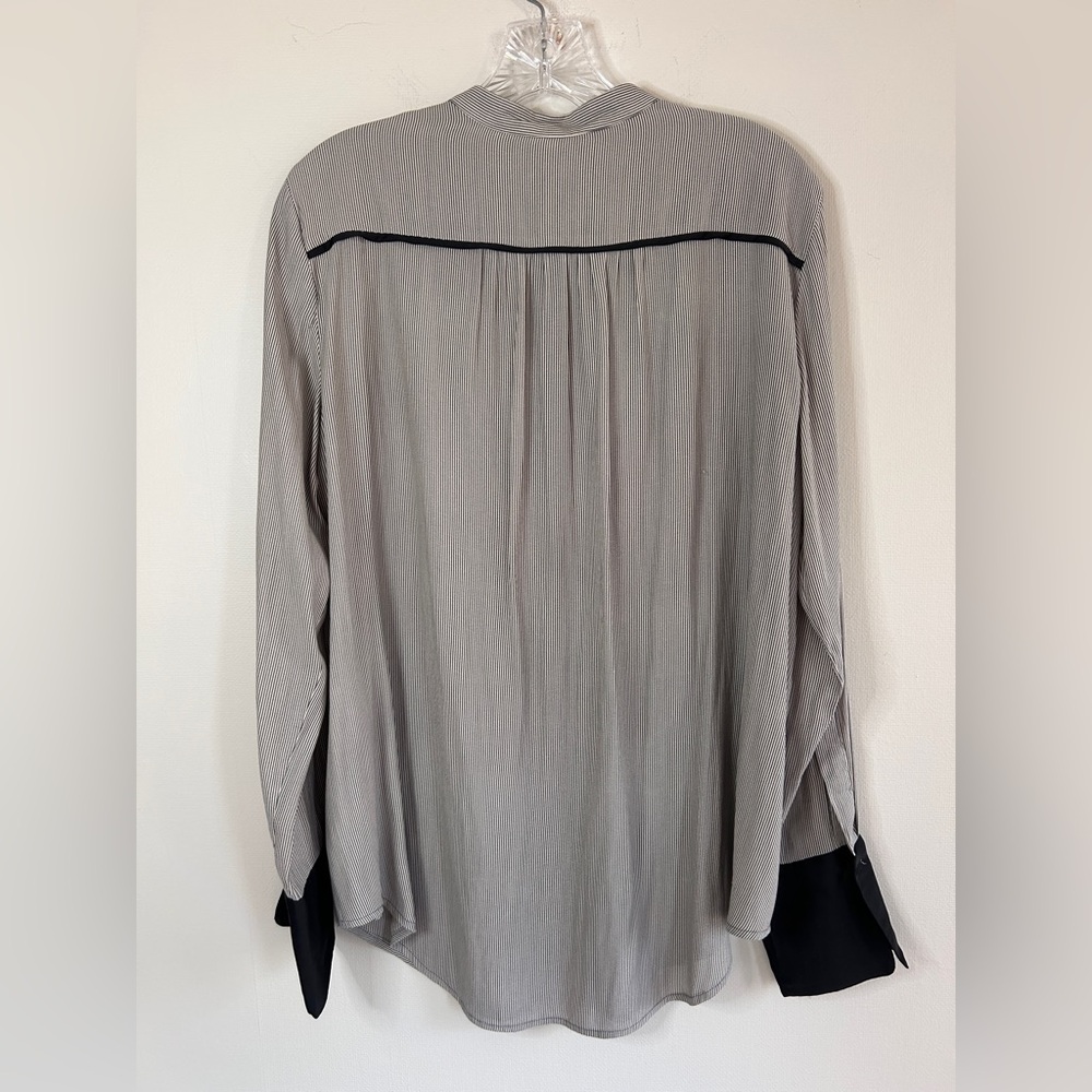 FREE PEOPLE Crepe Stripe Tunic Blouse Parisian Minimalist Capsule Boho | Size M - Picture 6 of 13